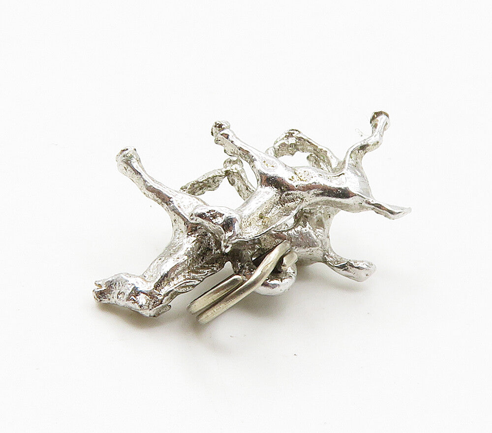 925 Sterling Silver  Vintage Shiny Petite Galloping Horses Pendant  PT12728