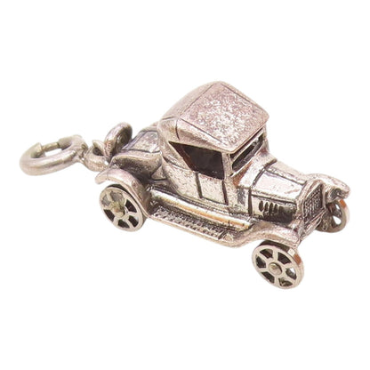 925 Sterling Silver  Vintage Old Fashioned Car Motif Pendant (SPINS)  PT18119