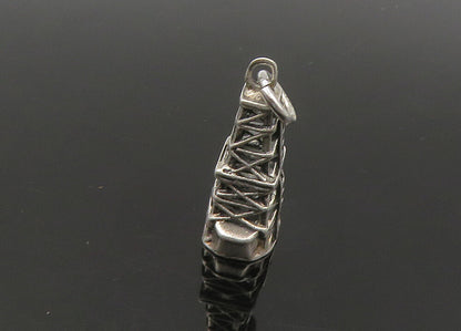 925 Sterling Silver  Vintage Petite Shiny Tower Motif Pendant  PT18604