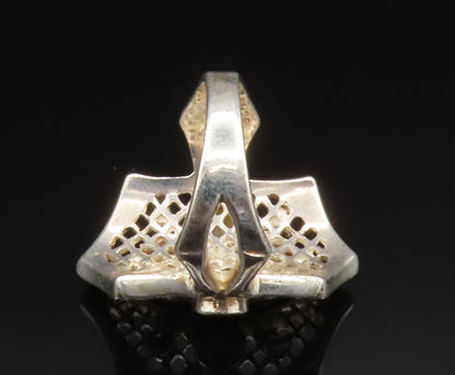 925 Sterling Silver  Vintage Mother Of Pearl Open Fence Ring Sz 6.5  RG25215