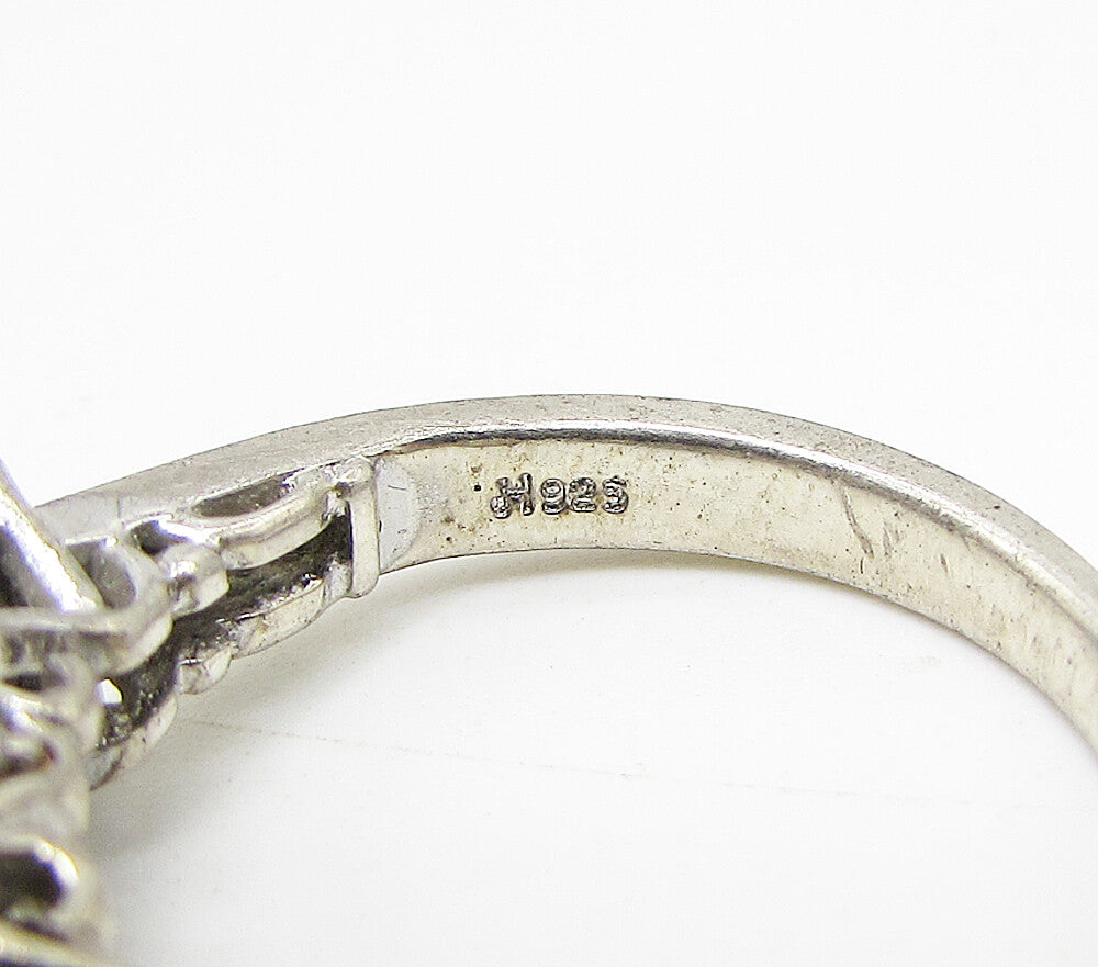 925 Silver  Vintage White Topaz & Cubic Zirconia Band Ring Sz 6.5  RG3221