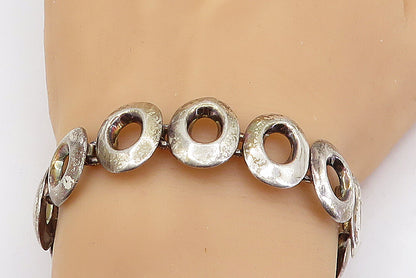 MEXICO 925 Sterling Silver  Vintage Smooth Oval Link Chain Bracelet  BT2450