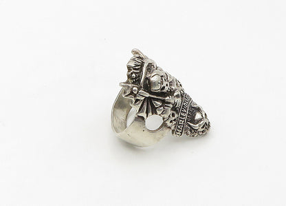 HARLEY DAVIDSON 925 Silver  Vintage Skeleton Heads Band Ring Sz 7  RG21555