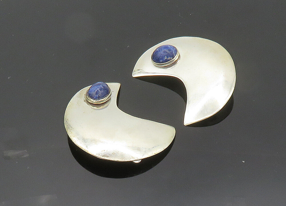 TULLA BOOTH 925 Silver  Vintage Sodalite Crescent Non Pierce Earrings  EG10035