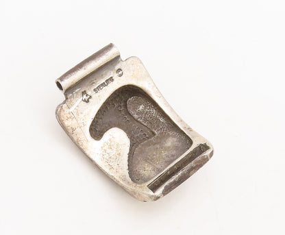 925 Silver Vintage Watch Belt NAVAJO Solid Bulged Etched Eagle Face  TR3676