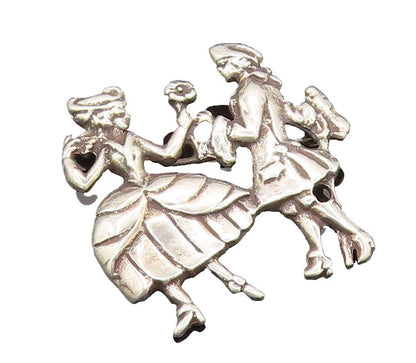 925 Silver  Vintage Antique Man Giving Flower Romantic Brooch Pin  BP10151