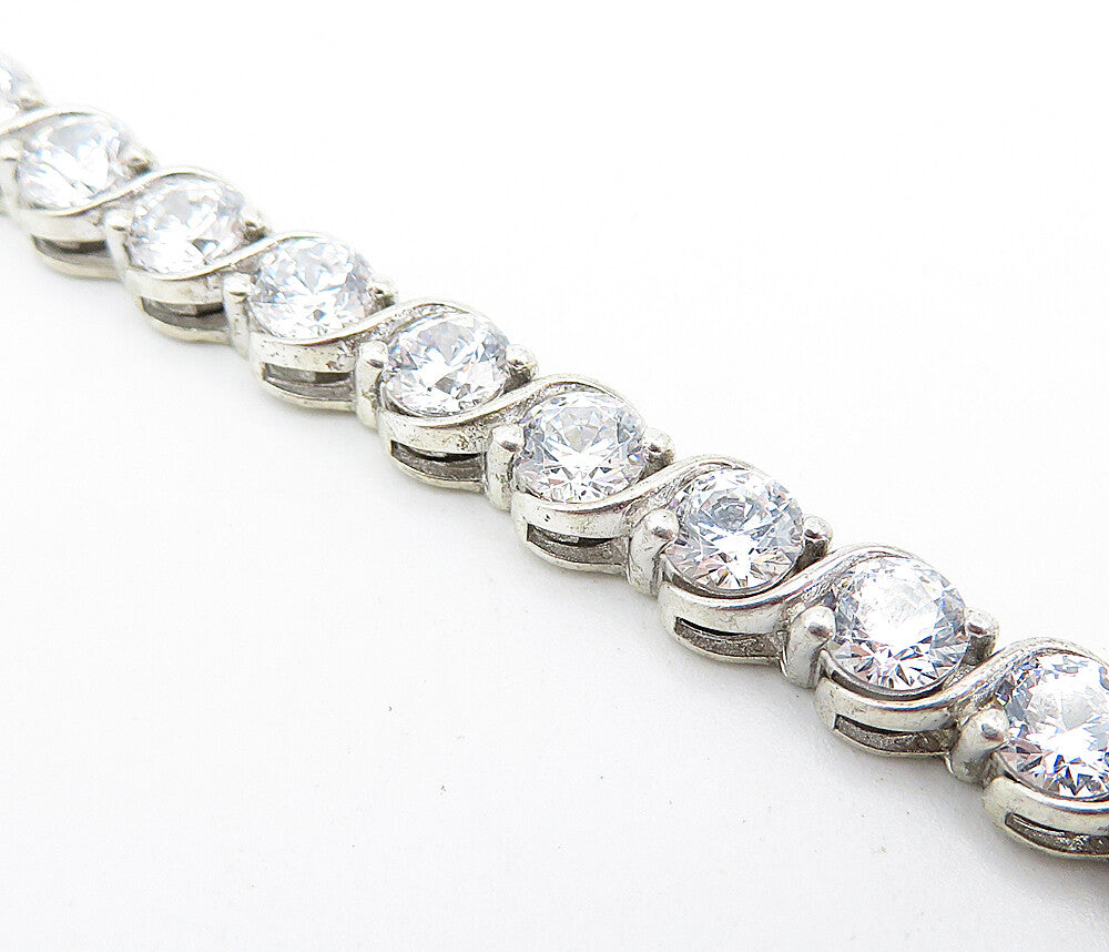 925 Sterling Silver  Sparkling Cubic Zirconia Swirl Tennis Bracelet  BT1804