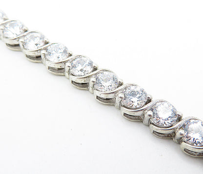 925 Sterling Silver  Sparkling Cubic Zirconia Swirl Tennis Bracelet  BT1804