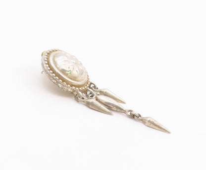 925 Sterling Silver Vintage Earrings Floral Motif Concho Dangle  EG14420