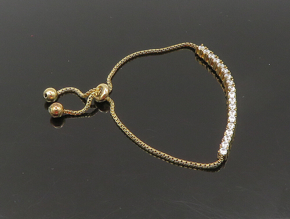Gold Over 925 Silver  Cubic Zirconia Adjustable Child Box Chain Bracelet BT1062