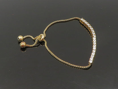 Gold Over 925 Silver  Cubic Zirconia Adjustable Child Box Chain Bracelet BT1062