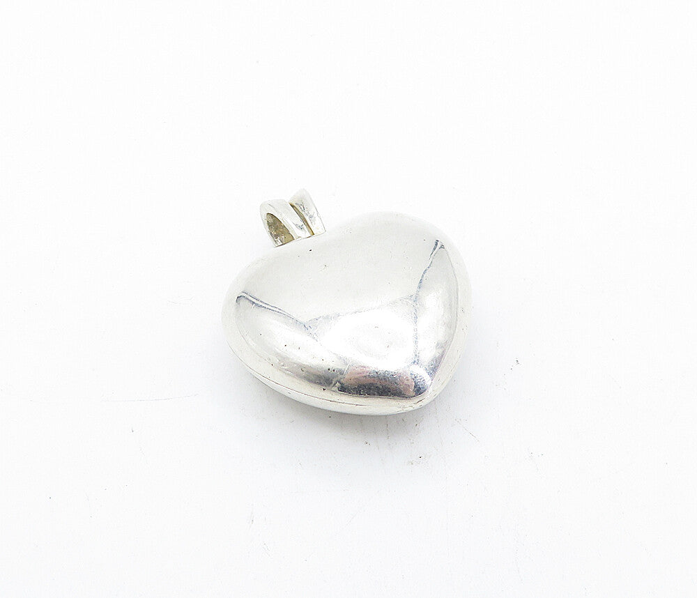925 Sterling Silver Vintage Shiny Swirl Love Heart Pendant (OPENS) PT3488