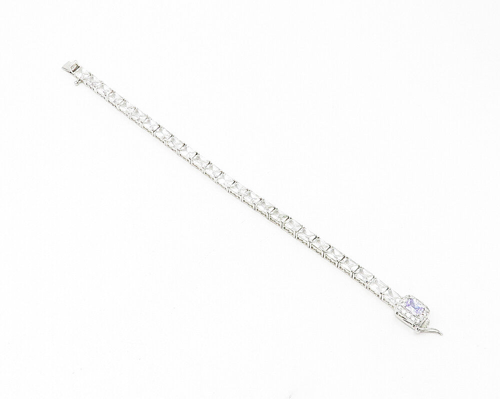 925 Sterling Silver  Sparkling Cubic Zirconia Swirl Tennis Bracelet  BT4546