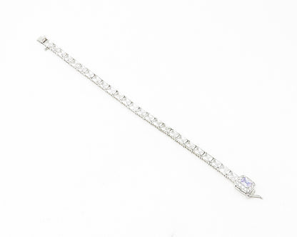 925 Sterling Silver  Sparkling Cubic Zirconia Swirl Tennis Bracelet  BT4546