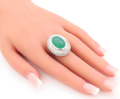 925 Sterling Silver Vintage Ring Oval Cabochon Green Onyx & Topaz  Sz 8  RG29297