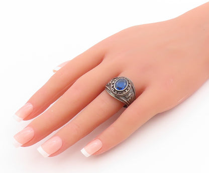 925 Sterling Silver Vintage Ring Sapphire 1969 St. James School Sz 10.5 RG33458