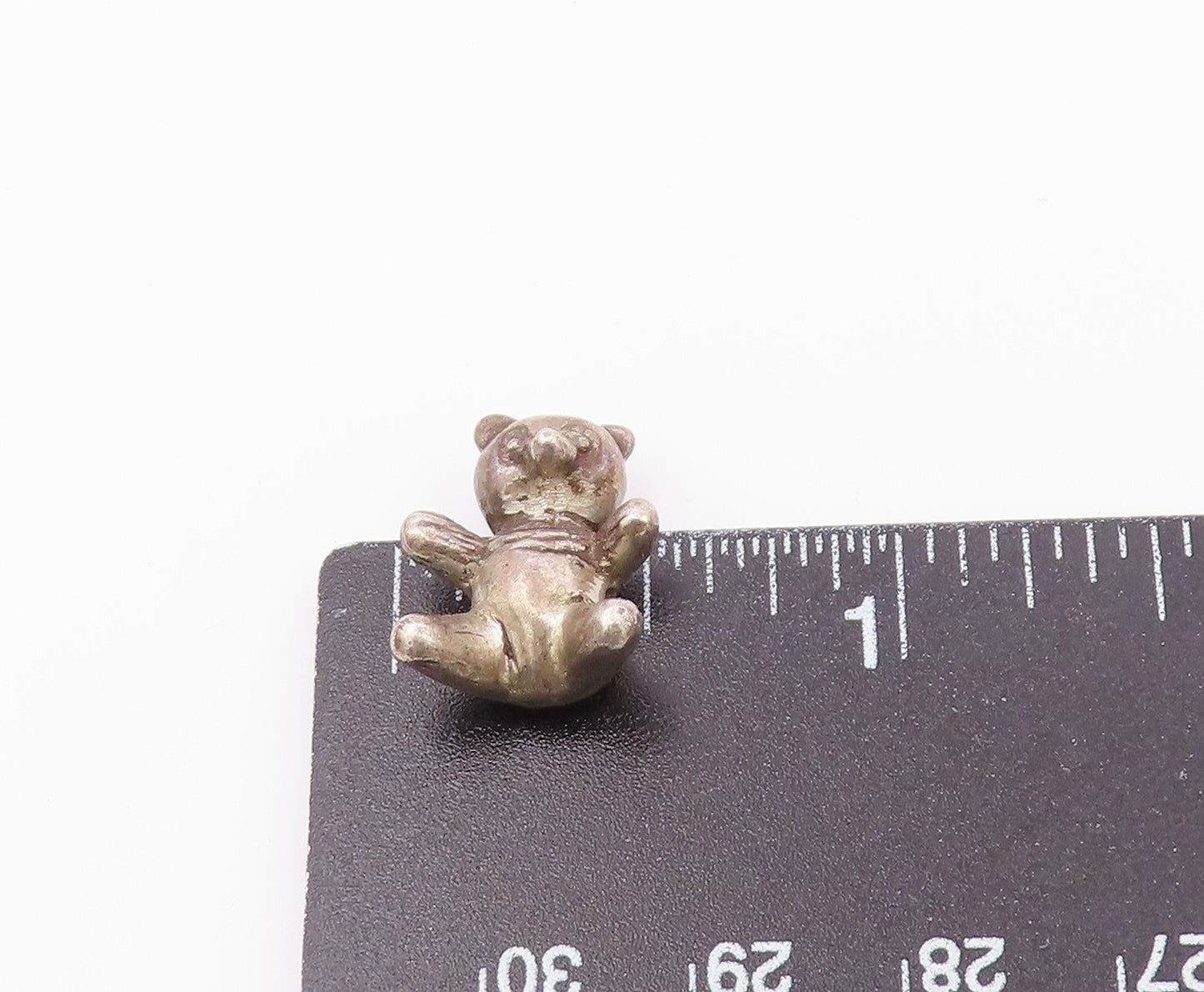 925 Sterling Silver  Vintage Petite Teddy Bear Dark Tone Pendant  PT17501