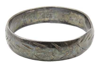 925 Sterling Silver  Vintage Oxidized Floral Etched Band Ring Sz 6  RG11024
