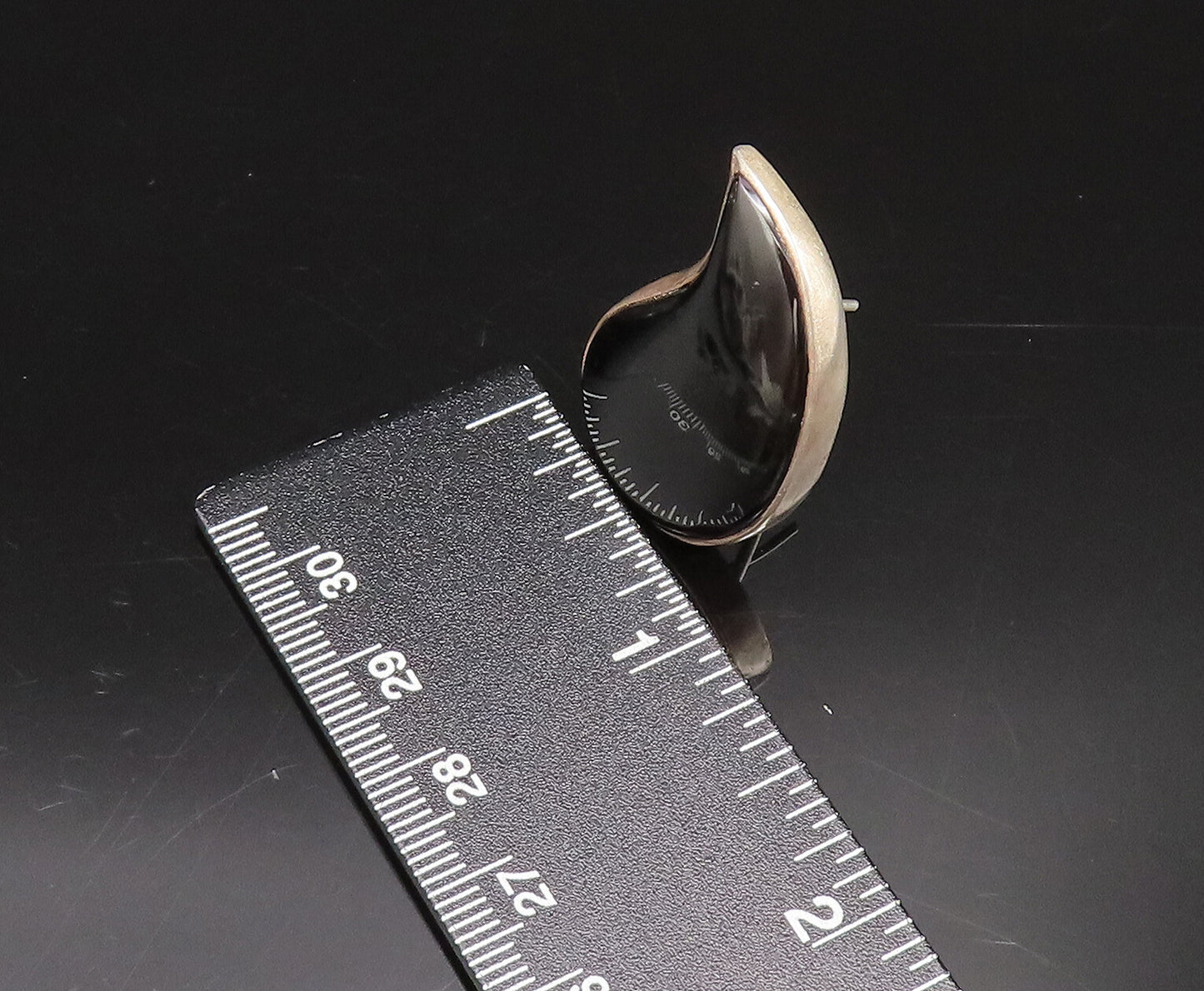 CERRO BLANCO 925 Silver  Vintage Teardrop Shaped Black Onyx Earrings  EG12246