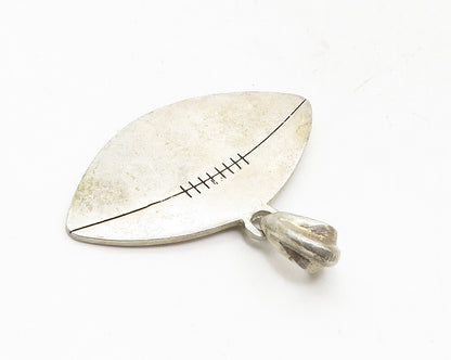 925 Sterling Silver  Vintage Dark Tone Football Sports Motif Pendant  PT7555