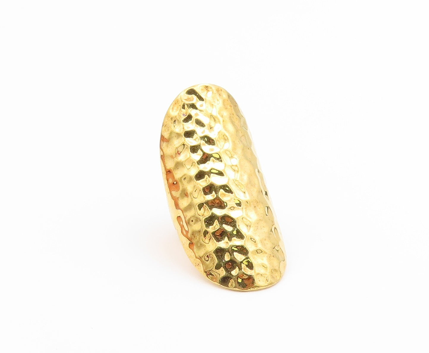 925 Sterling Silver Vintage Ring Gold Plated Hammered Shield Band  Sz 6  RG36947