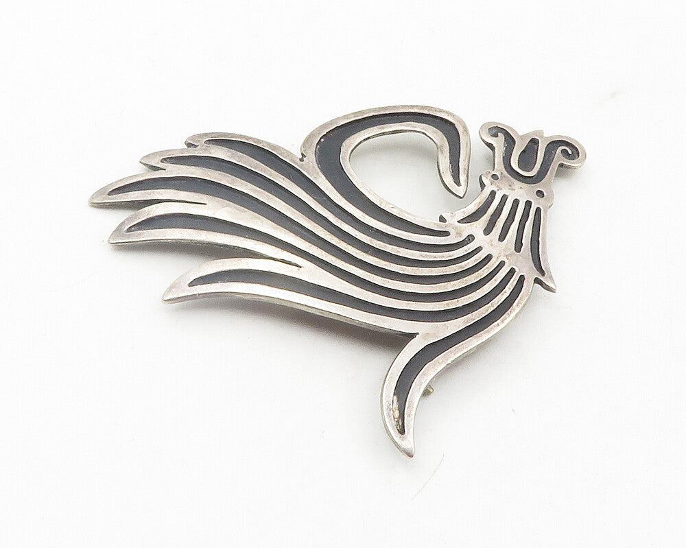925 Sterling Silver  Vintage Oxidized Swirl Design Brooch Pin  BP4362
