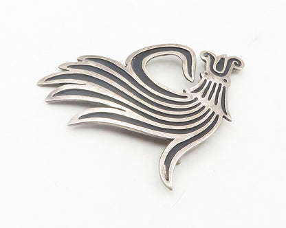 925 Sterling Silver  Vintage Oxidized Swirl Design Brooch Pin  BP4362