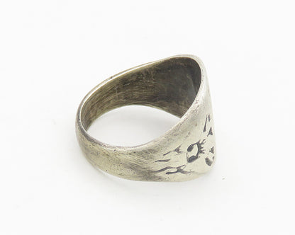 925 Sterling Silver  Vintage Antique US Military Band Ring Sz 8.5  RG18890