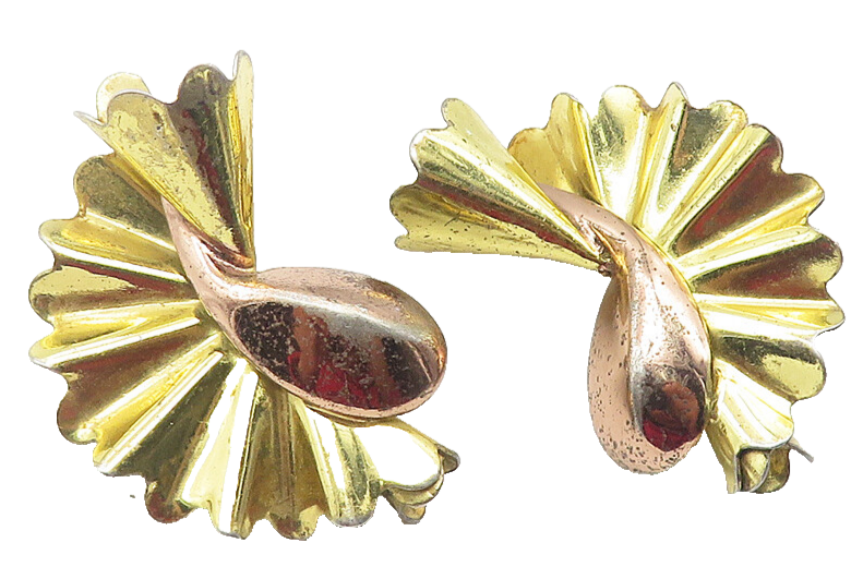 MONET 925 Silver  Vintage Two Tone Modernist Non Pierce Drop Earrings  EG5954