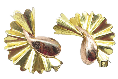 MONET 925 Silver  Vintage Two Tone Modernist Non Pierce Drop Earrings  EG5954