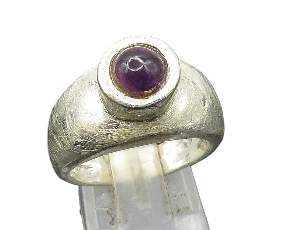 DESIGNER 925 Silver  Vintage Shiny Cabochon Cut Amethyst Ring Sz 7  RG24264