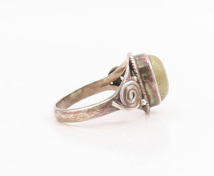 925 Sterling Silver Vintage Ring Oval Quartz With Spiral Accent  Sz 5.5  RG34782