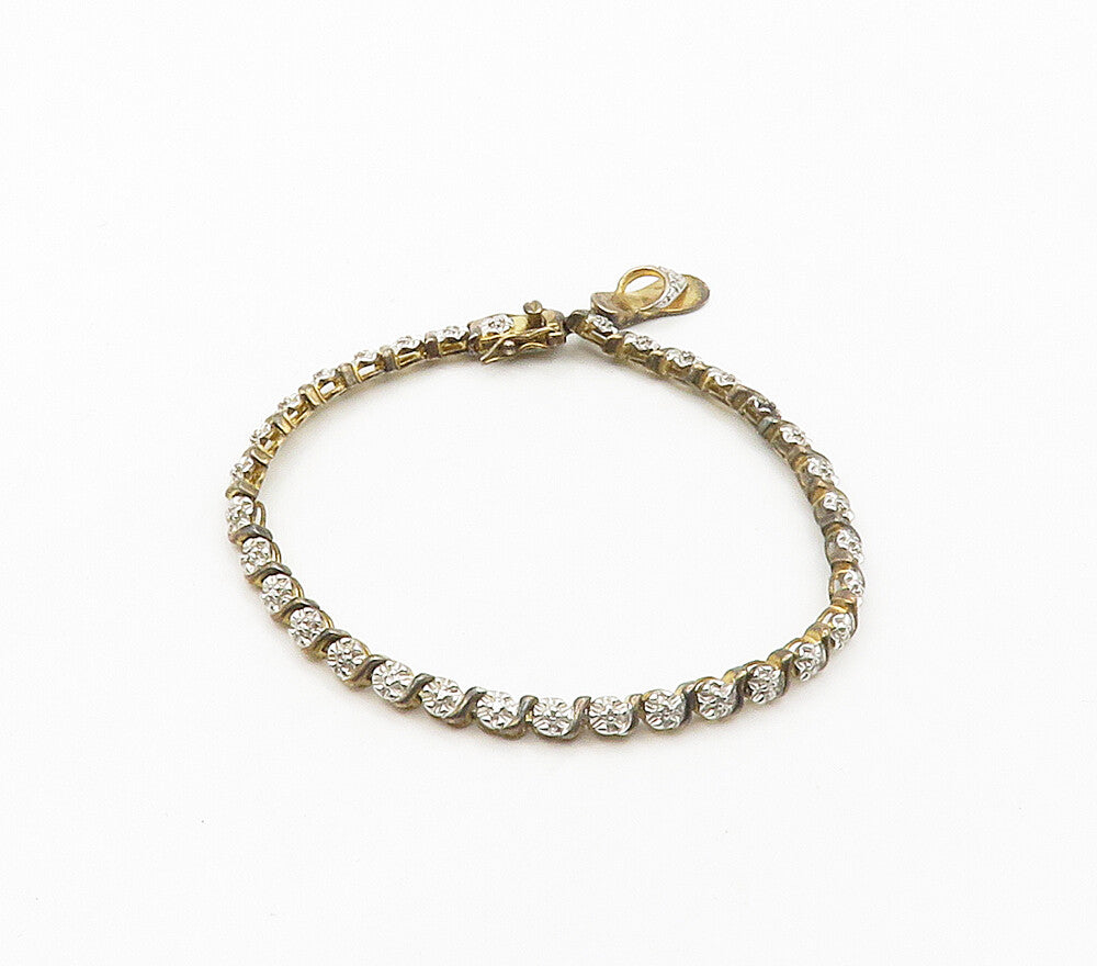 ROSS SIMON 925 Silver Vintage Genuine Diamonds Floral Chain Bracelet  BT6507