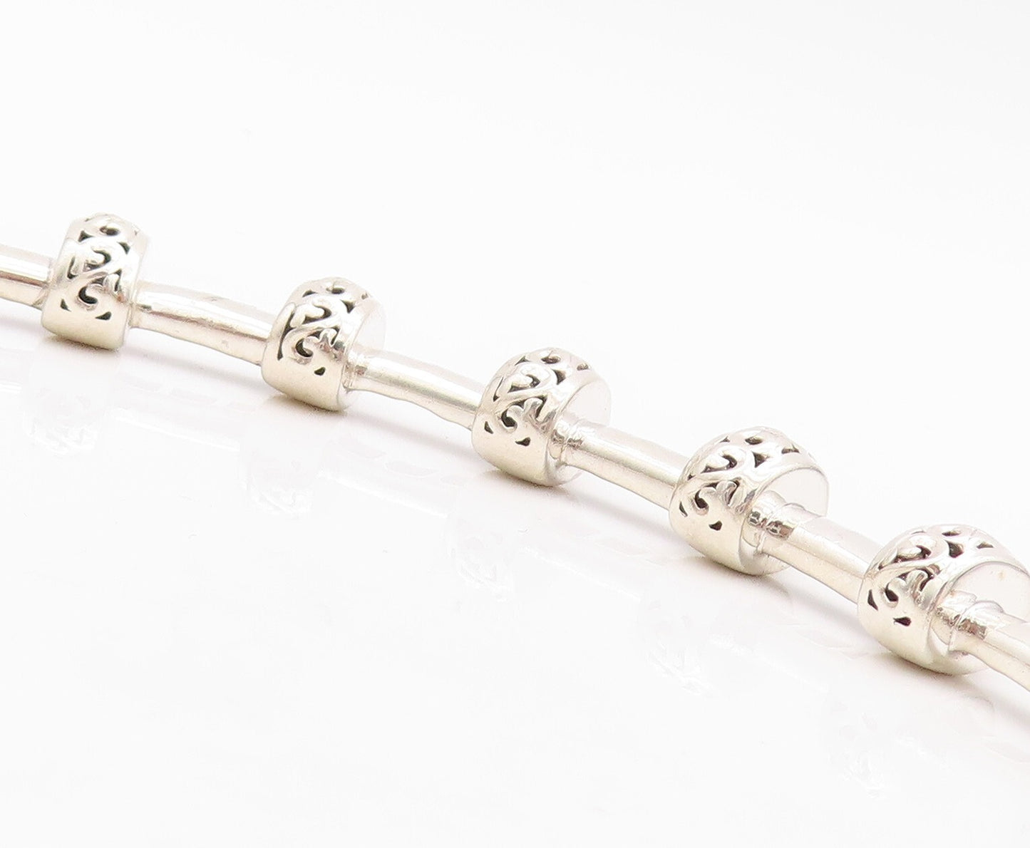 14k Gold 925 Sterling Silver Vintage Necklace KRYPELL Swirly Carved Bead  NE4352