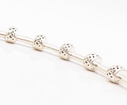 14k Gold 925 Sterling Silver Vintage Necklace KRYPELL Swirly Carved Bead  NE4352