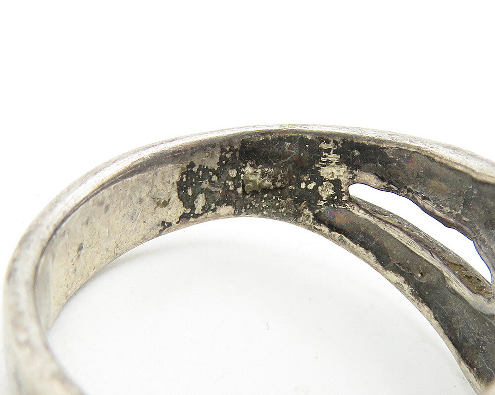 925 Sterling Silver  Vintage Dark Tone Tied Knot Split Band Ring Sz 7  RG11536