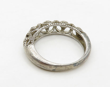 925 Sterling Silver  Vintage Topaz Cutout Dome Band Ring Sz 5.5  RG16234