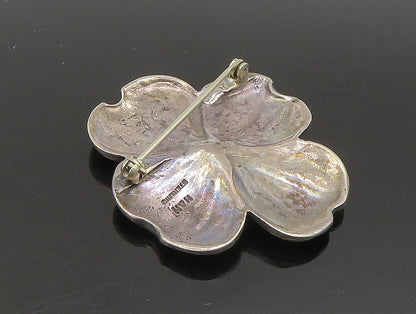 HAND & HAMMER 925 Silver  Vintage Ribbed Dogwood Flower Brooch Pin  BP9437