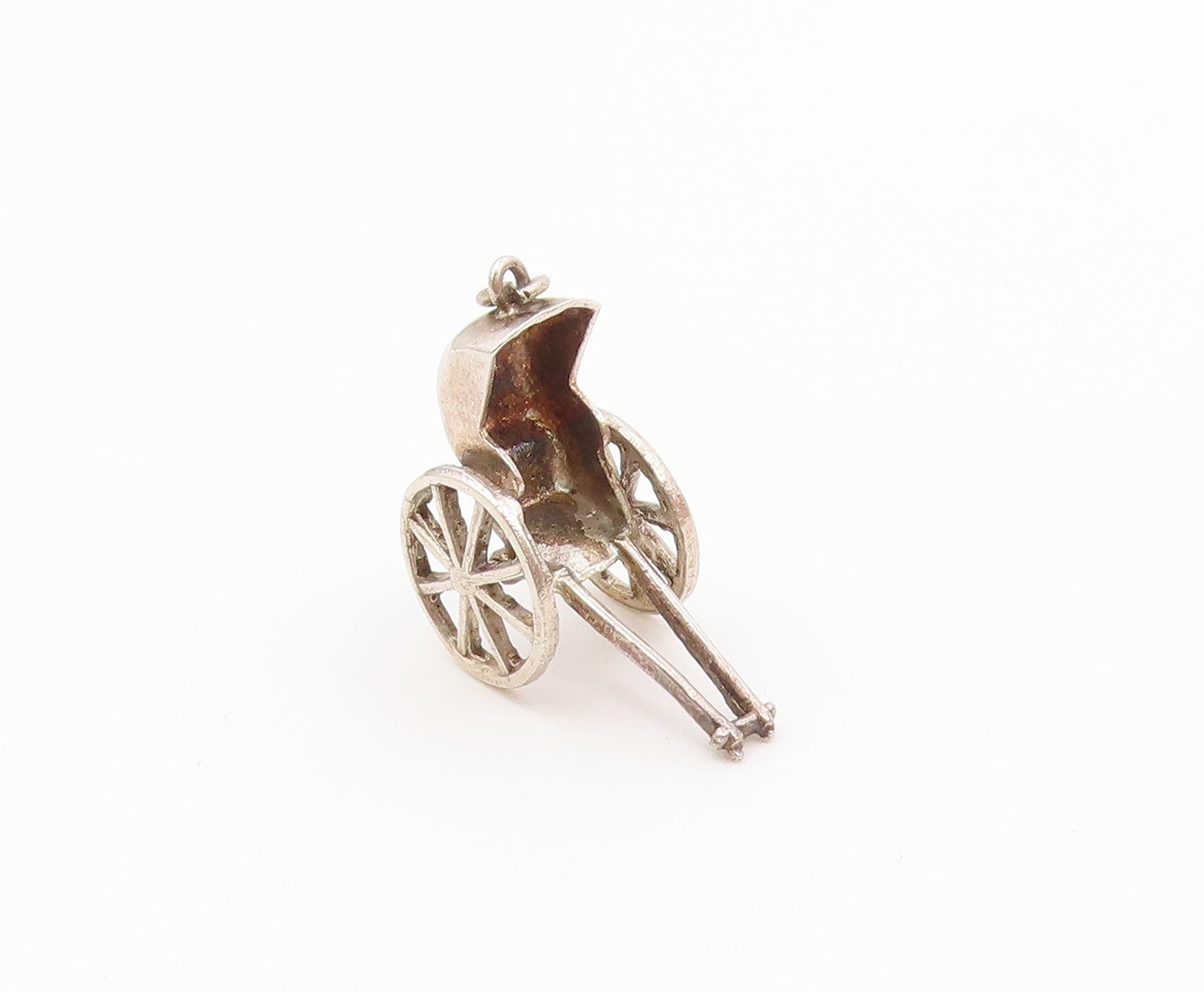 925 Sterling Silver  Vintage Petite Wheelbarrow Shiny Pendant  PT17611