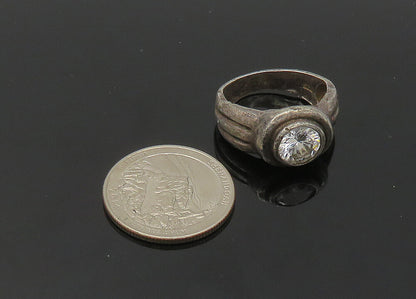 925 Sterling Silver  Vintage Cubic Zirconia Rustic Band Ring Sz 7  RG20789