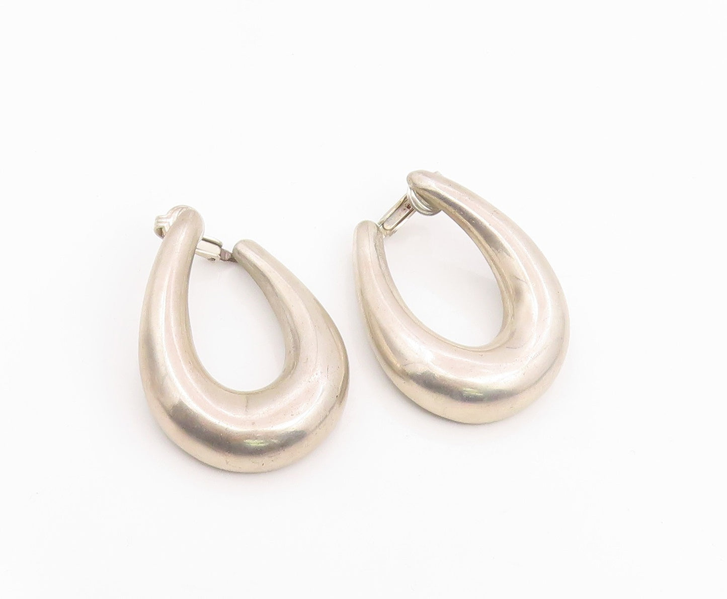 ALFRED KARRAM 925 Silver Vintage Shiny Non Pierce Hoop Earrings  EG10049