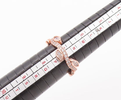 925 Sterling Silver Vintage Ring Rose Gold Plated Carved CZ Tiara  Sz 7  RG29633
