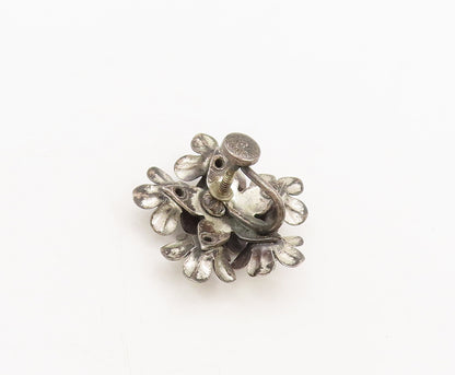 BEAU 925 Sterling Silver Vintage Antique 3D Floral Bouquet Earrings  EG12701