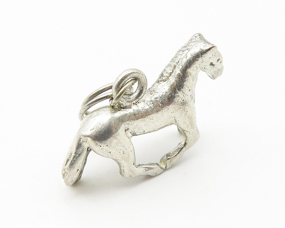 925 Sterling Silver  Vintage Petite Dark Tone Galloping Horse Pendant  PT8469