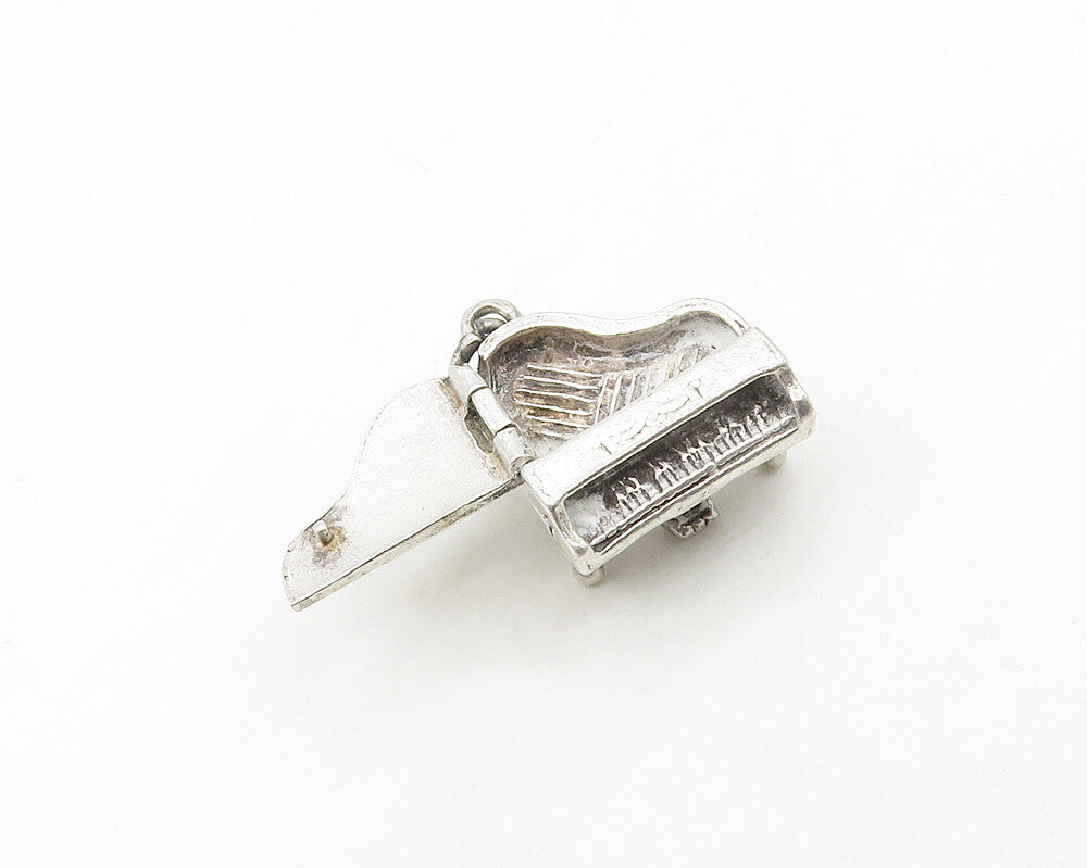 925 Sterling Silver  Vintage Shiny Petite Grand Piano Pendant (OPENS)  PT14259