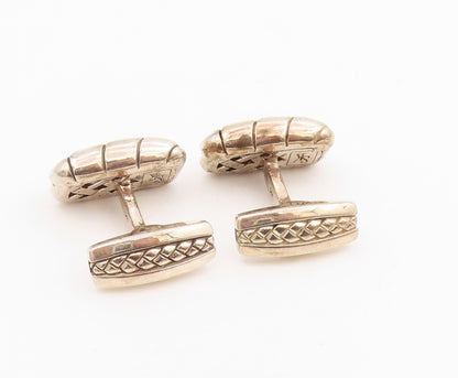 925 Sterling Silver Vintage Cuff Links SCOTT KAY Solid Domed Basket Weave TR4051