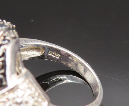 925 Sterling Silver  Vintage Sparkly Spinel & Topaz Knot Ring Sz 5  RG25480