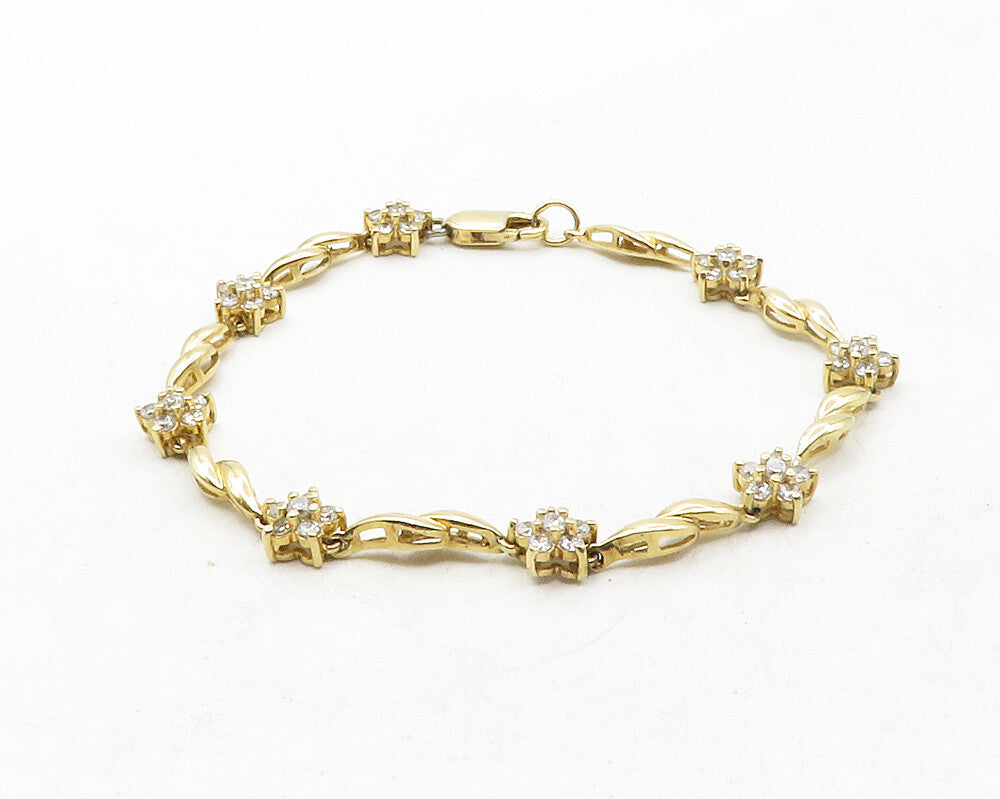 ROSS SIMON 925 Silver  Cubic Zirconia Floral Gold Plated Chain Bracelet BT4860