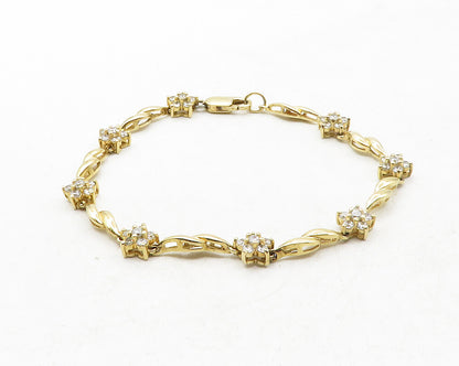 ROSS SIMON 925 Silver  Cubic Zirconia Floral Gold Plated Chain Bracelet BT4860