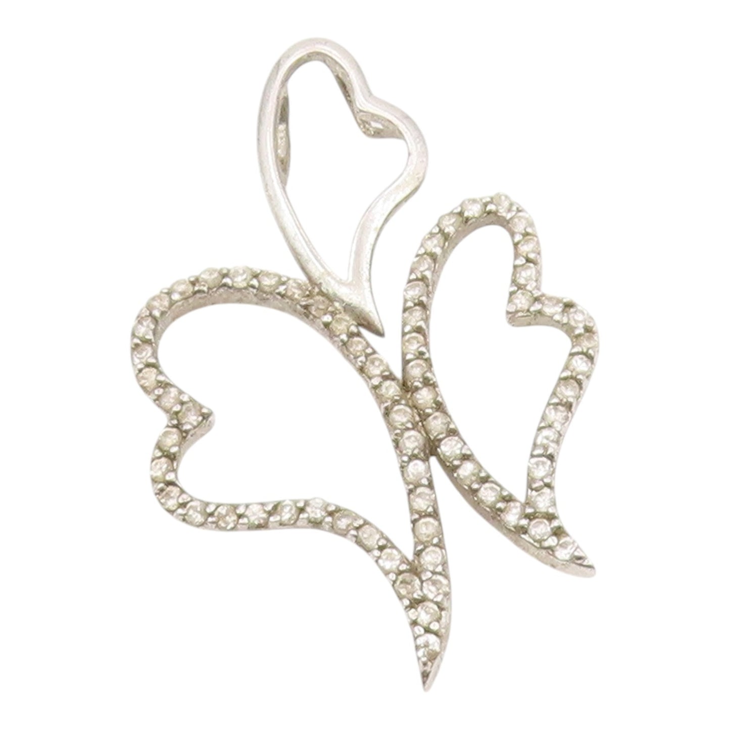 925 Sterling Silver  Vintage Dainty Topaz Floating Love Hearts Pendant PT21320